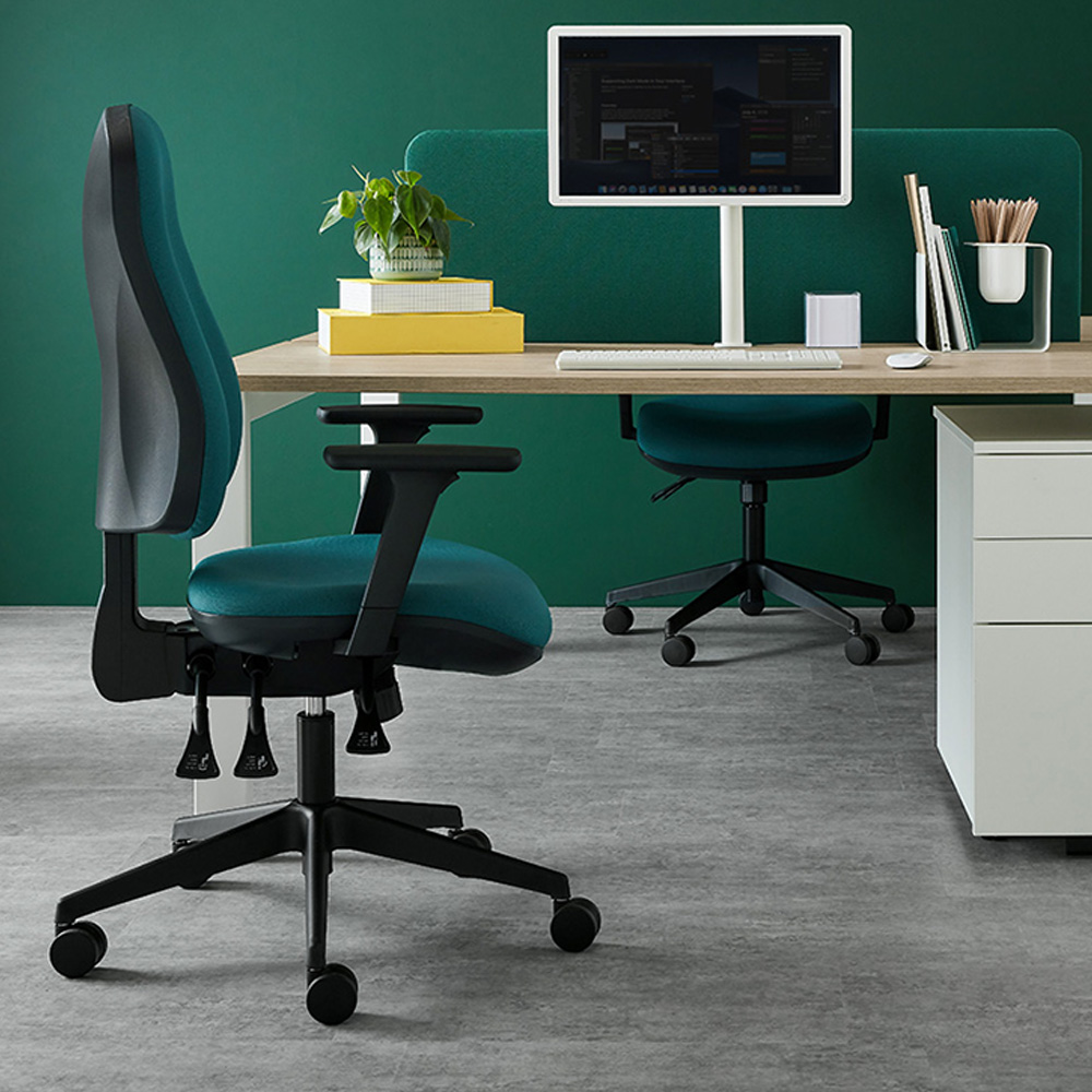 Office lifestyle image featuring the Torasen Orthopaedica ergonomic chair