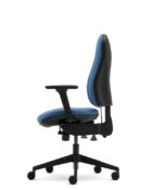 Orthopaedica 90 office chair, with curved seat and back, adjustable arms, pump up lumbar and castor base.