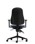 Back angle of Orthopaedica 90 ergonomic office chair showing adjustable backrest, pump up lumbar and black components.