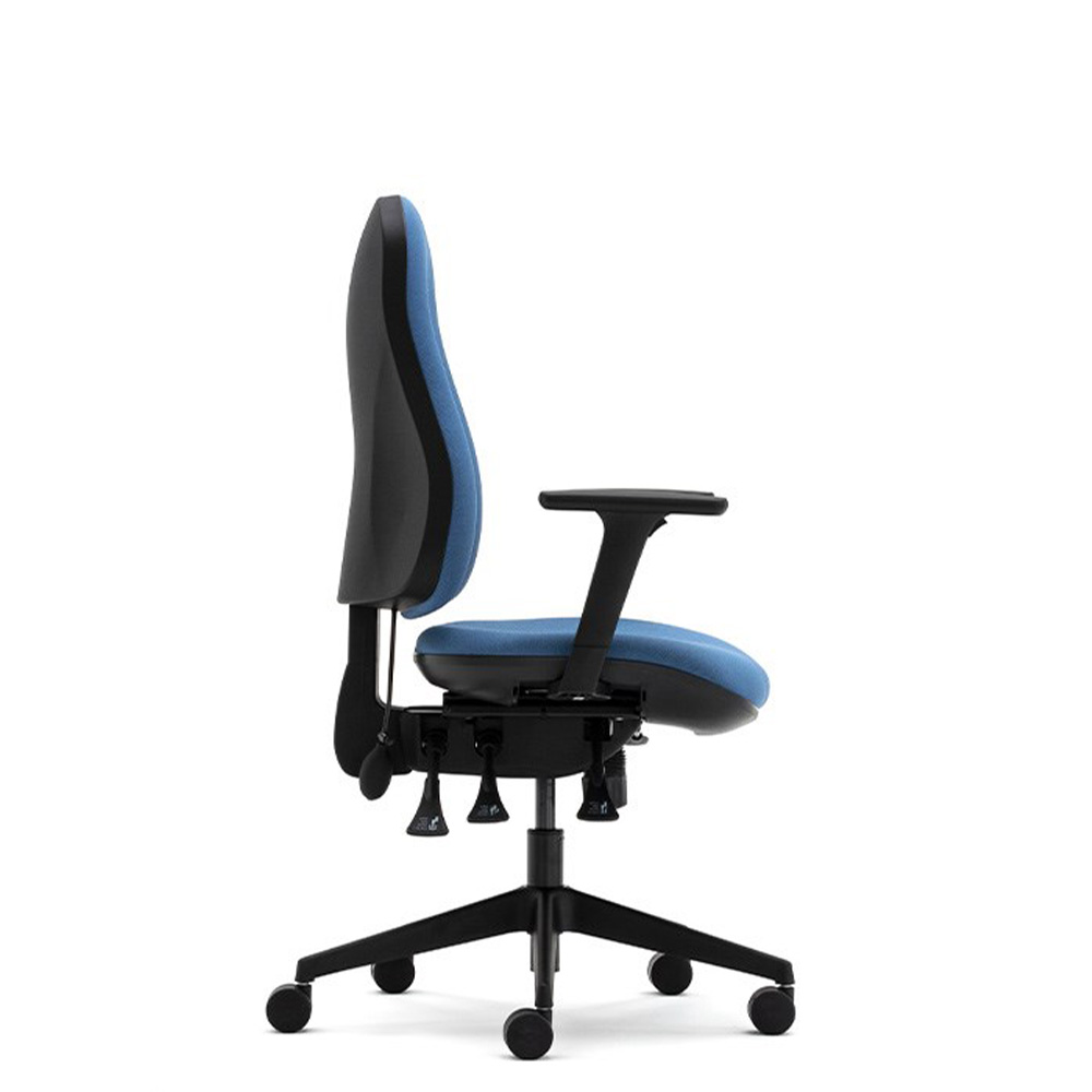 Orthopaedica 90 chair with AirTech seat, close-up of of 3 lever mechanism.