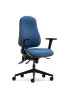 Torasen Orthopaedica 90 ergonomic office chair, front view showing sculpted back and seat cushions. Adjustable arms and black castor base.