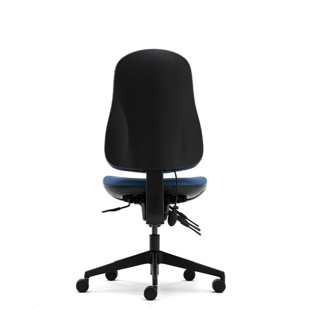 Close-up of black plastic components and trim on Orthopaedica 90 chair.