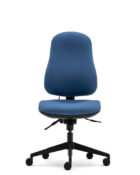 Orthopaedica 90 chair front view highlighting upholstered seat and back (no arms) and black base and lever features.