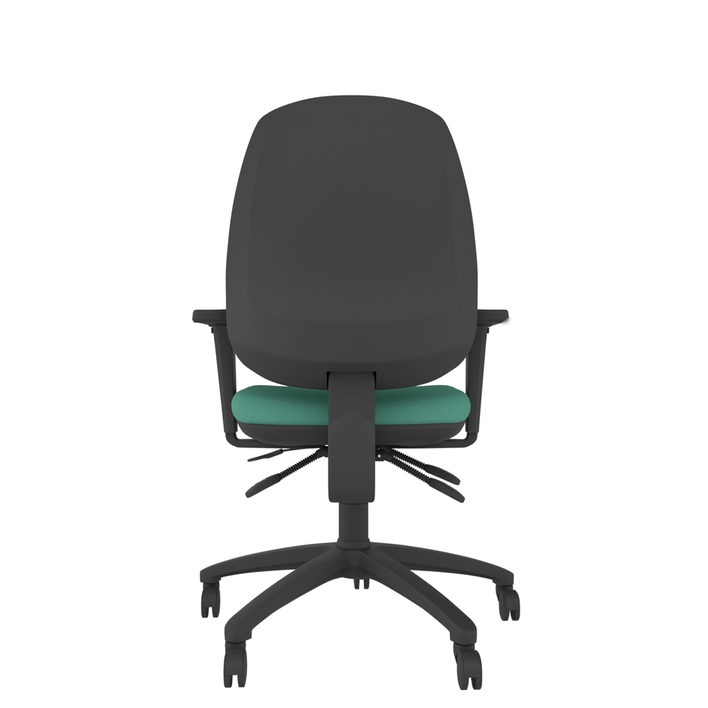 Athlete High Back Office Chair – budget ergonomic office chair with high upholstered back, posture-curved design, adjustable height and back, and five-star base on castors.
