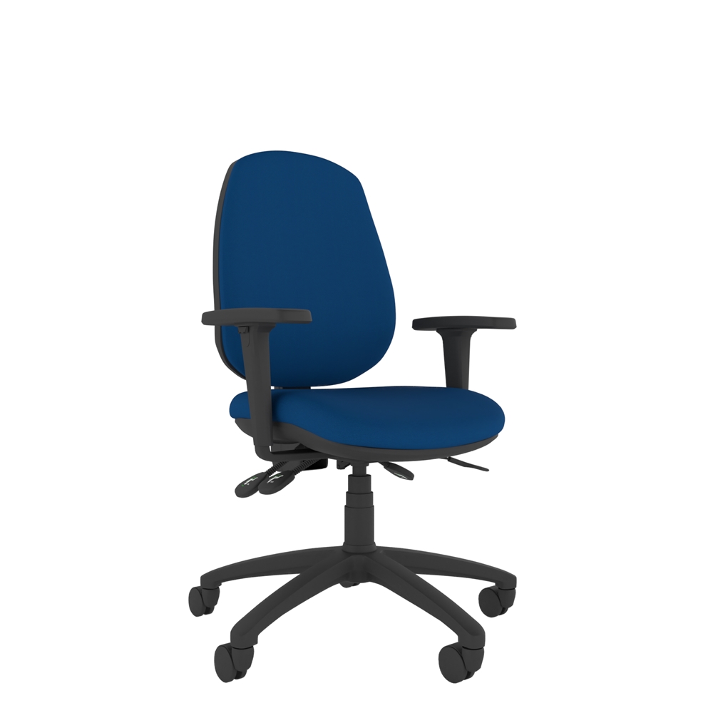 Athlete High Back Office Chair with ergonomic posture-curved backrest, cushioned seat, adjustable height and back support, and five-star base.