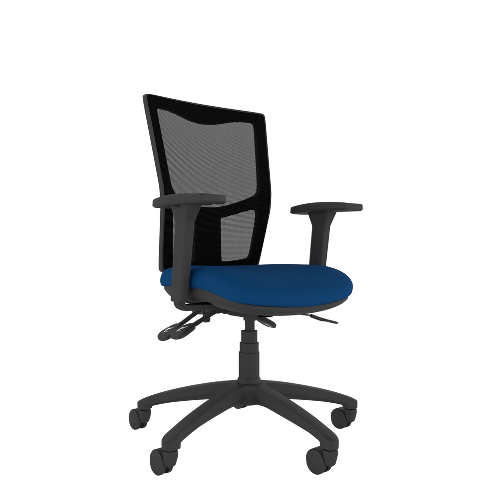 Athlete mesh back ergonomic chair with adjustable seat height and supportive curved backrest.