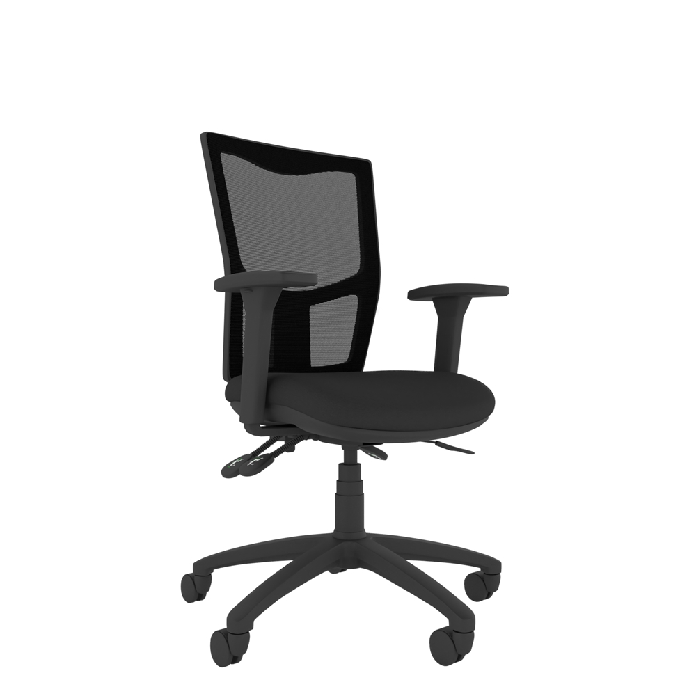 Athlete mesh back chair with ergonomic arms and flexible seat, tilt, and back adjustments - suitable for daily use.