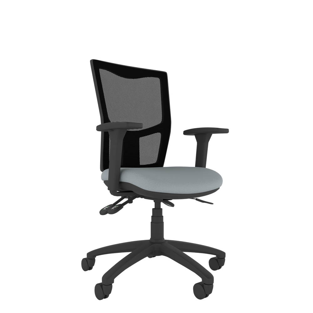 Ergonomic mesh office chair with adjustable arms and posture-supporting backrest