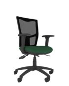 Ergonomic office chair featuring mesh backrest and personalised seat and back adjustments