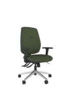Office chair supporting up to 150kg with reliable 5-year warranty. Square task back, waterfall seat pad and polished chrome base.