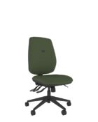 Coco ergonomic task chair with adjustable features to prevent musculoskeletal strain. No arms finished in Green upholstery.