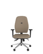 ESC11 Ergonomic Office Chair. Front view of the High Back Ergonomic Office Chair showing the high tri-curved backrest, waterfall seat, and polished chrome base.
