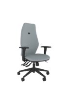 Fully adjustable ergonomic office chair with extra high upholstered backrest and posture support - with arms