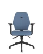 Me Ergonomic Office Chair - Heavy duty medium back chair with height adjustable arms, upholstered seat and back, black 5 star base with castors
