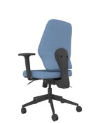 Back view of the ME ergonomic chair. Upholstered seat and medium back, flexible variants including arms, seat slide, lumbar and headrest.