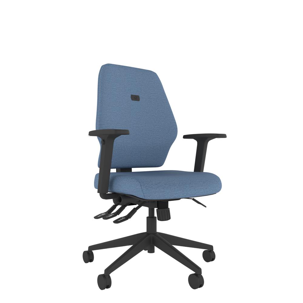 Heavy duty Me office chair with an ergonomic medium back and adjustable backrest, seat slide, tri-curved posture support for all-day user comfort.