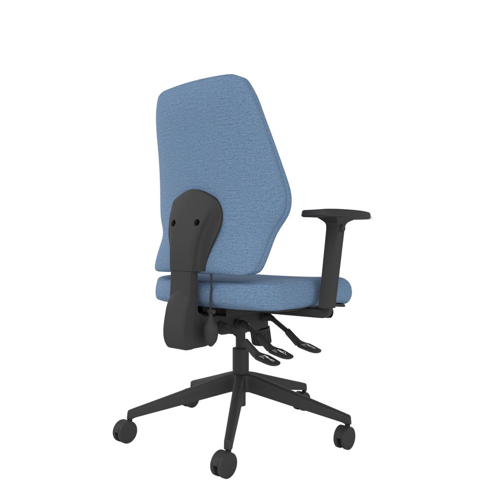 Heavy duty ergonomic office chair with a medium back, seat slide, tri-curved posture support and heavy-duty design for all-day comfort.