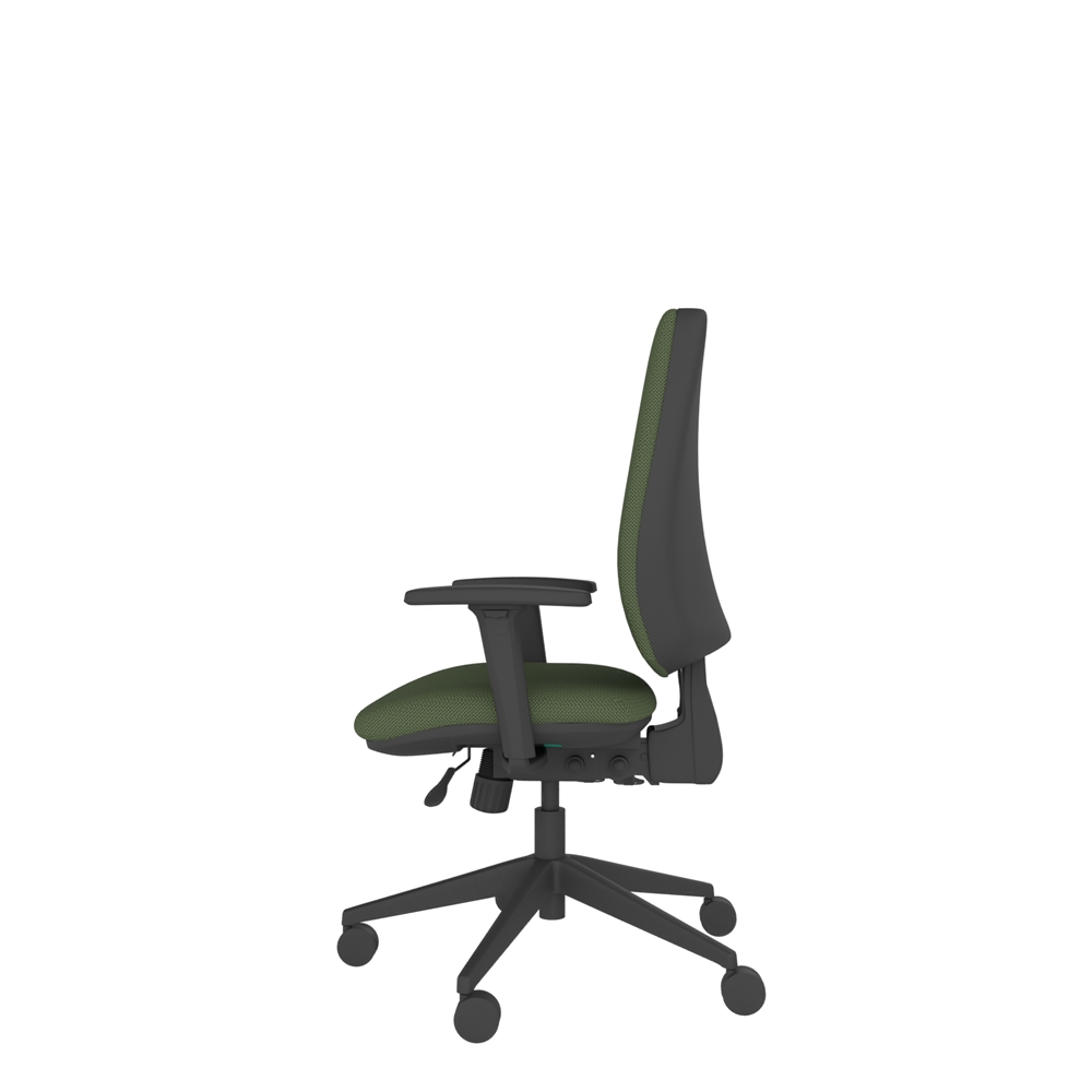 Ergonomic office chair with 3-lever mechanism for precise adjustment control, multifunctional arms, and castor base.
