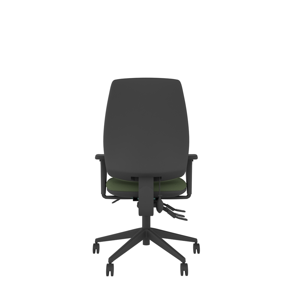 Back view - High back office chair with 50mm seat slide for improved leg support and HD ergonomic mechanisms