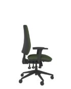 Side view - Ergonomic chair featuring ratchet back height adjustment for customised spine alignment. With adjustable arms.