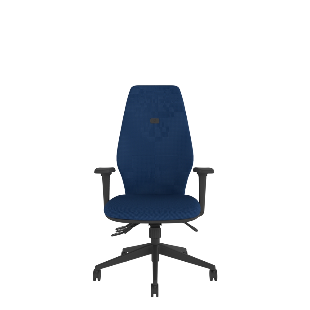 Tri Curve extra high back ergonomic office chair with adjustable tri-curved backrest and inflatable lumbar support