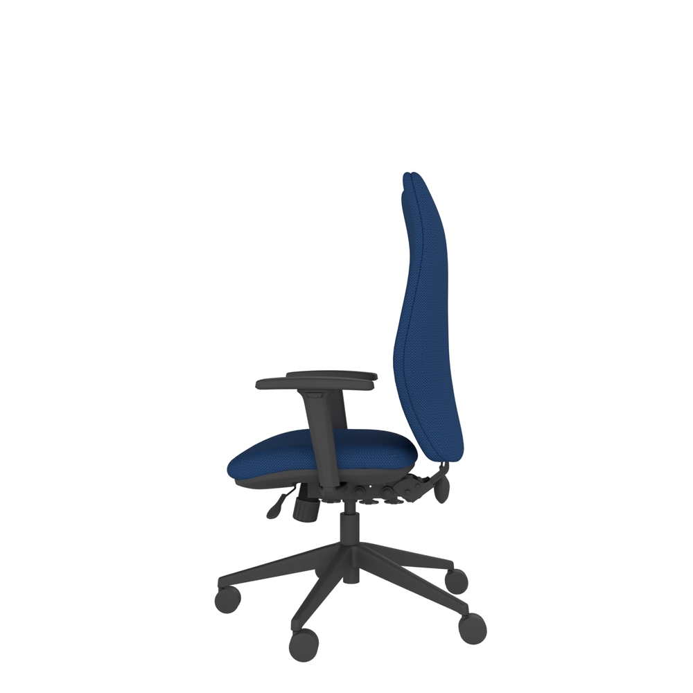 Professional ergonomic office chair with extra high back, adjustable lumbar support and tri-curved ergonomic backrest