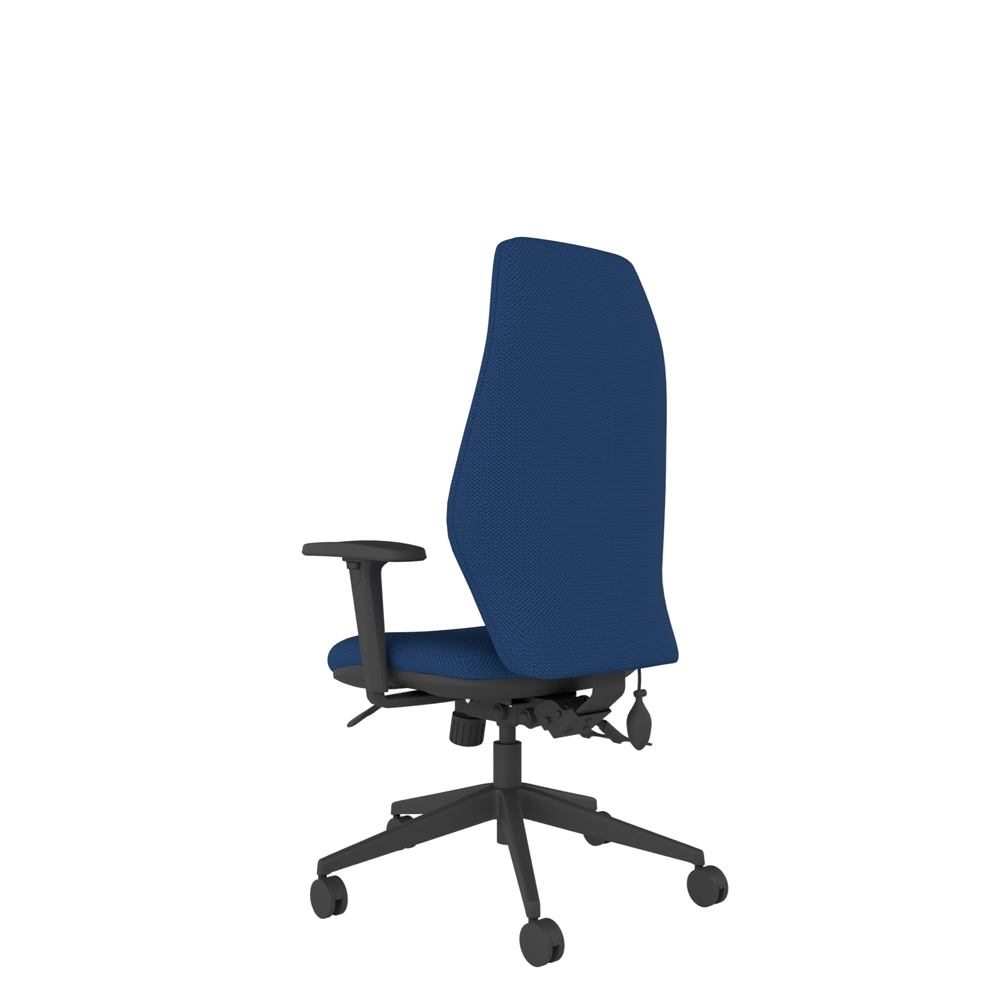 Extra high back ergonomic office chair with four-way tri-curved backrest, adjustable lumbar support and fully adjustable ergonomic controls