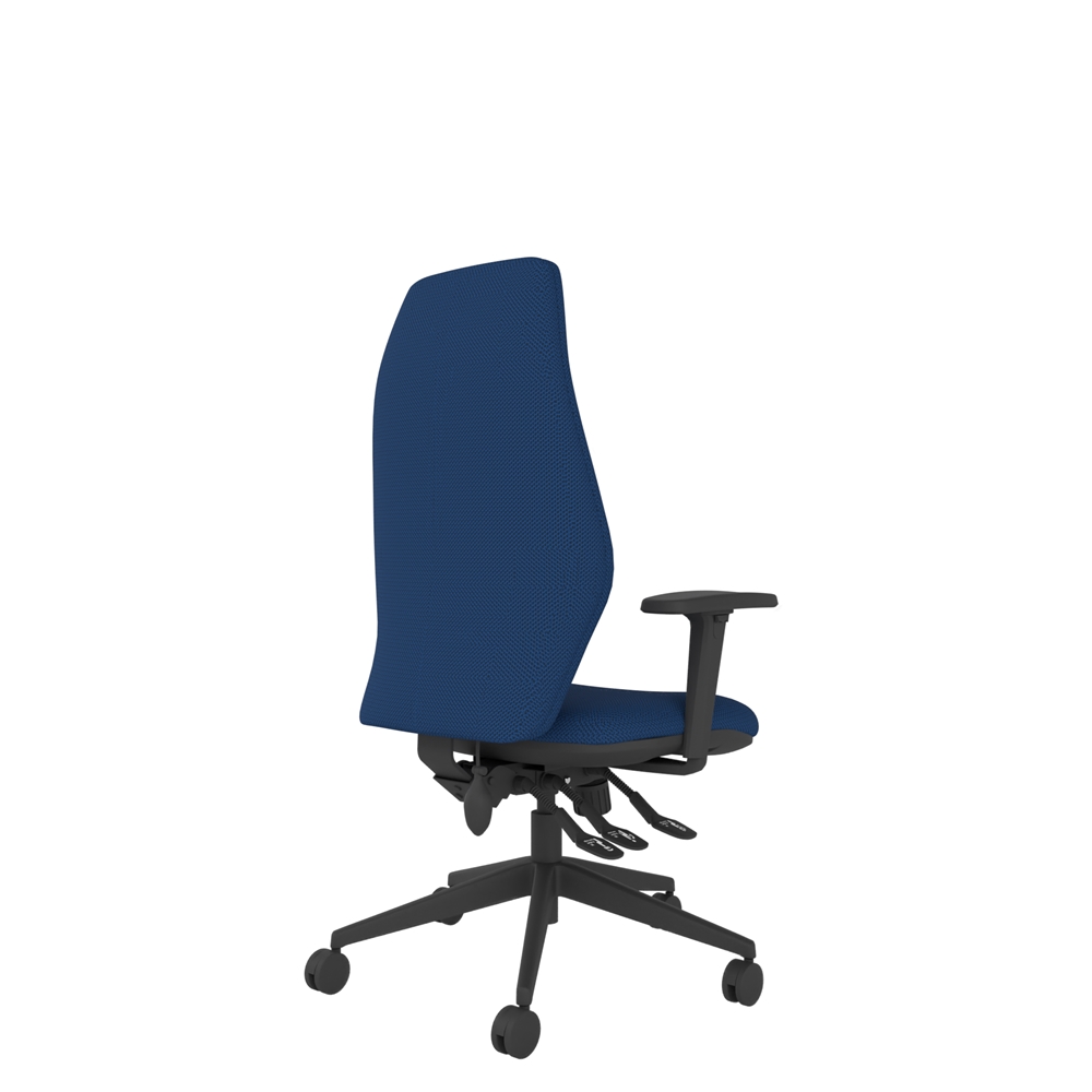 Extra high back ergonomic office chair with adjustable tri-curved backrest and lumbar support