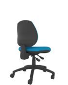 Athlete Medium Back Ergonomic Office Chair in blue fabric without arms. Adjustable back and seat features.