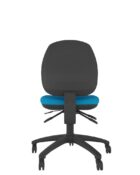Back view of a Athlete medium back chair with ergonomic features. No arms. Black 5 star base.