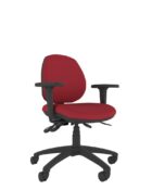 Athlete Medium Back Ergonomic Office Chair in red fabric with black arms and sturdy base.