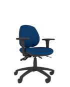 Athlete Medium Back Ergonomic Office Chair in Blue fire retardant fabric with arms and adjustable lumbar support