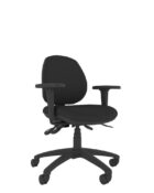 Athlete Medium Back Ergonomic Office Chair in black fabric with adjustable arms and black 5 star castor base.