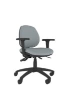 Athlete Medium Back Ergonomic Office Chair in grey fabric with arms and 5 star base