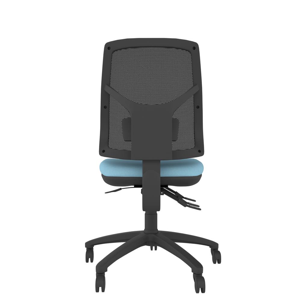 Ergonomic chair with a black swivel base, mesh back and an padded seat for a sleek, modern look
