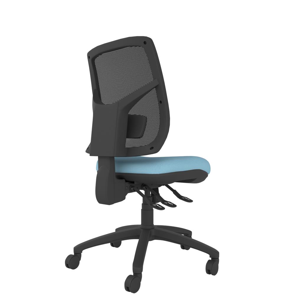 Athlete ergonomic chair with black moulded base for stability and professional mesh back, moulded seat and height adjustability.