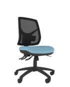 Athlete task chair showcasing double-curved padded seat for reduced pressure and black mesh back.