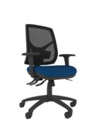 Athlete breathable mesh back chair with ratchet backrest adjustment for personalised height support. Upholstered seat pad and 5 star swivel base.