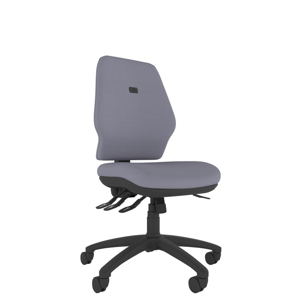 The Me Lite high back ergonomic chair offers tailored adjustability, supportive cushioning, and a clean, contemporary office aesthetic. Without arms, black levers and black castor base.