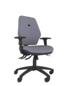 Grey highback chair. Featuring a curved high back, this ergonomic chair provides upper-body support and helps maintain proper alignment throughout the workday.