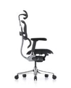 Side view of the premium Ergohuman elite G2 Chair. Featuring a mesh back, seat, headrest, and adjustable arms, lumbar support, seat slide and 5 star swivel base.