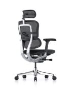 Side view of the Ergohuman Elite G2 Mesh Office Chair with polished base, frame, black adjustable arms and headrest.