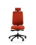 Orangebox Being chair highlighting a headrest, adjustable armrests, synchro mechanism, and five-star base with castors.