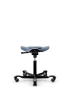 Capisco Puls stool with saddle seat pad and height adjustability. Great for use at sit stand height adjustable desking.