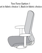 Orangebox being ergonomic task chair - illustration of the two tone fabric selection choices