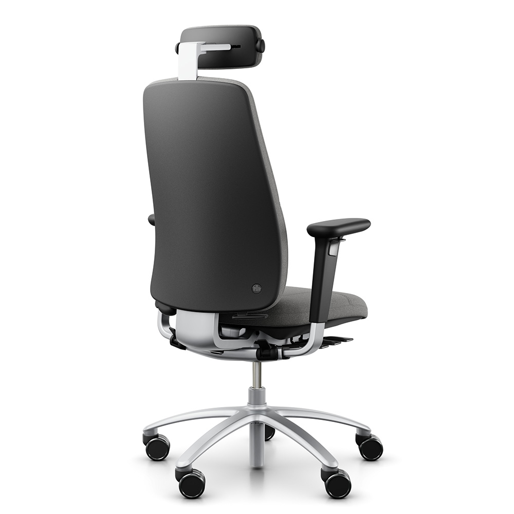 Back profile of Flokk RH Logic 220 ergonomic chair showing high back and tilt mechanism.