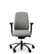 Logic 200 - Medium back task chair with adjustable arms, black swivel 5-star base. Comfortable waterfall seat.