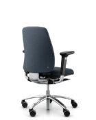 Logic 200 ergonomic task chair - back view. Medium back, adjustable arms, polished 5 star base with castors.