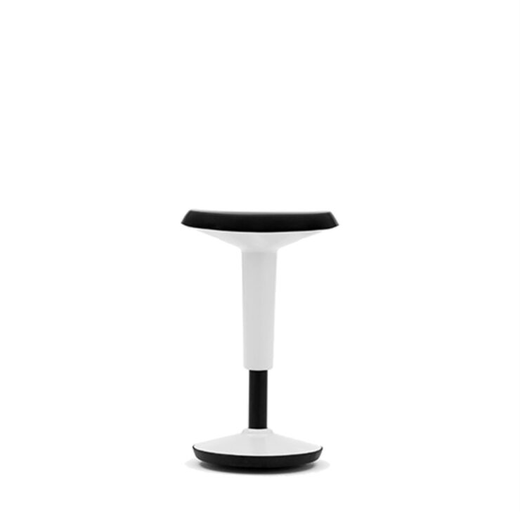 Lyft - Height Adjustable Stool in black and white, with soft-touch curved seat.