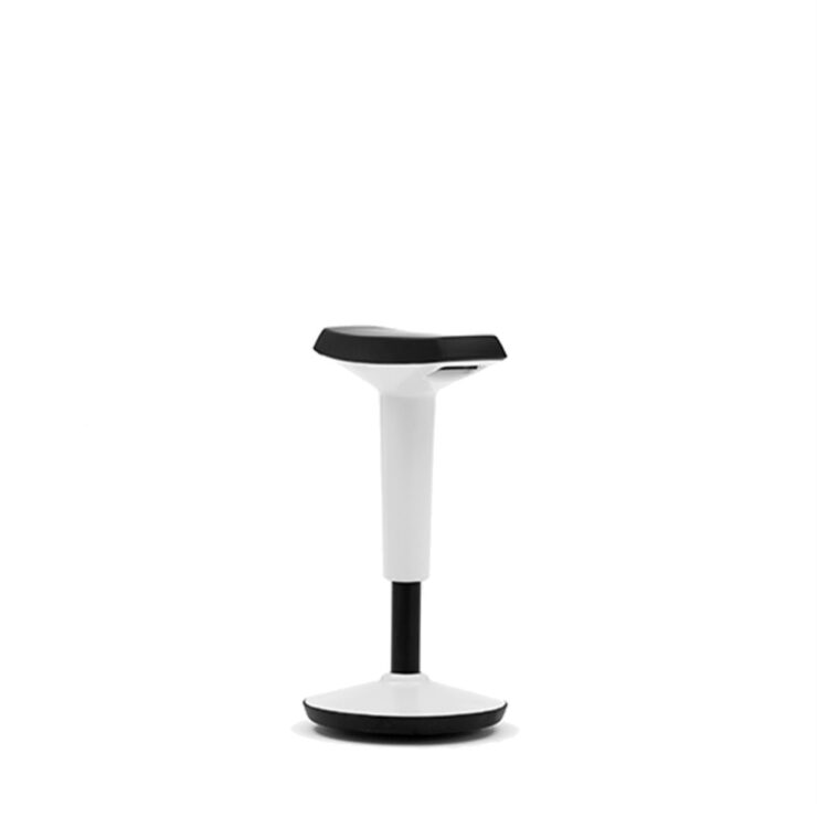 Lyft stool in white demonstrating ergonomic comfort and mobility for office environments